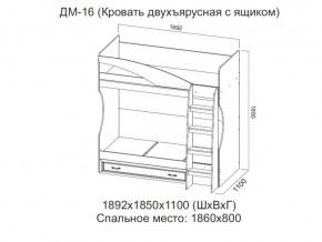 ДМ-16 Кровать двухъярусная с ящиком в Невьянске - nevyansk.магазин96.com | фото